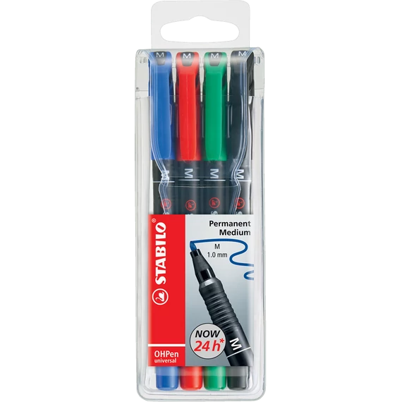 Alkoholos marker készlet 1mm, STABILO OHPen M, 4 klf. szín
