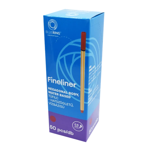 Rostirón, tűfilc vízbázisú, 0,5mm, hatszögletű test, Bluering® piros