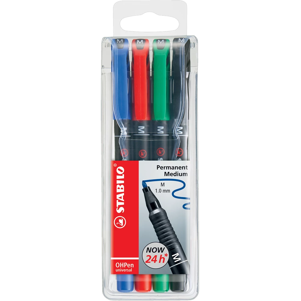 Alkoholos marker készlet 1mm, STABILO OHPen M, 4 klf. szín