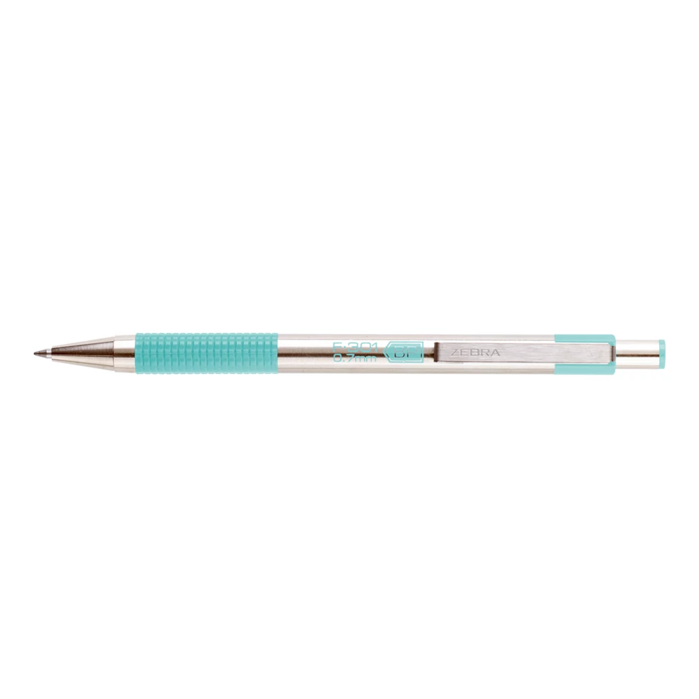 Golyóstoll 0,7mm, pasztell zöld test, Zebra F-301, írásszín kék