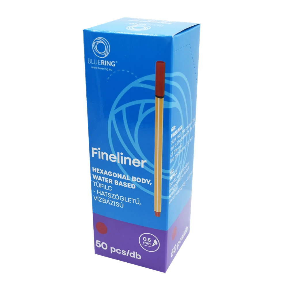 Rostirón, tűfilc vízbázisú, 0,5mm, hatszögletű test, Bluering® piros