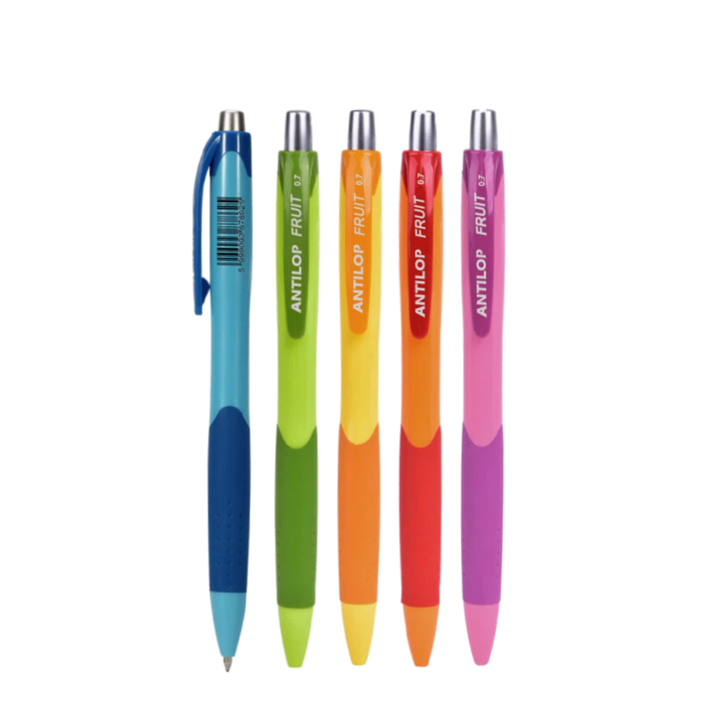 Golyóstoll nyomógombos vegyes színek 0,7mm Antilop Fruit írásszín kék
