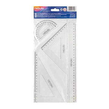 Vonalzókészlet, 4 db-os, 30 cm-es vonalzóval, Nebulo