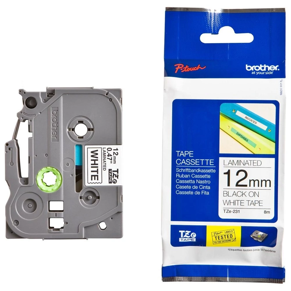 Feliratozógép szalag Brother TZE231 12mmx8m ORIGINAL fekete/fehér